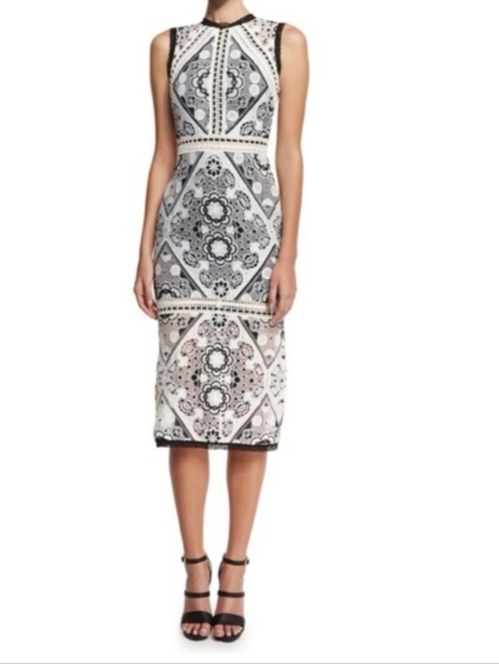 Alexis Keena black&white lace overlay cocktail Aline dress